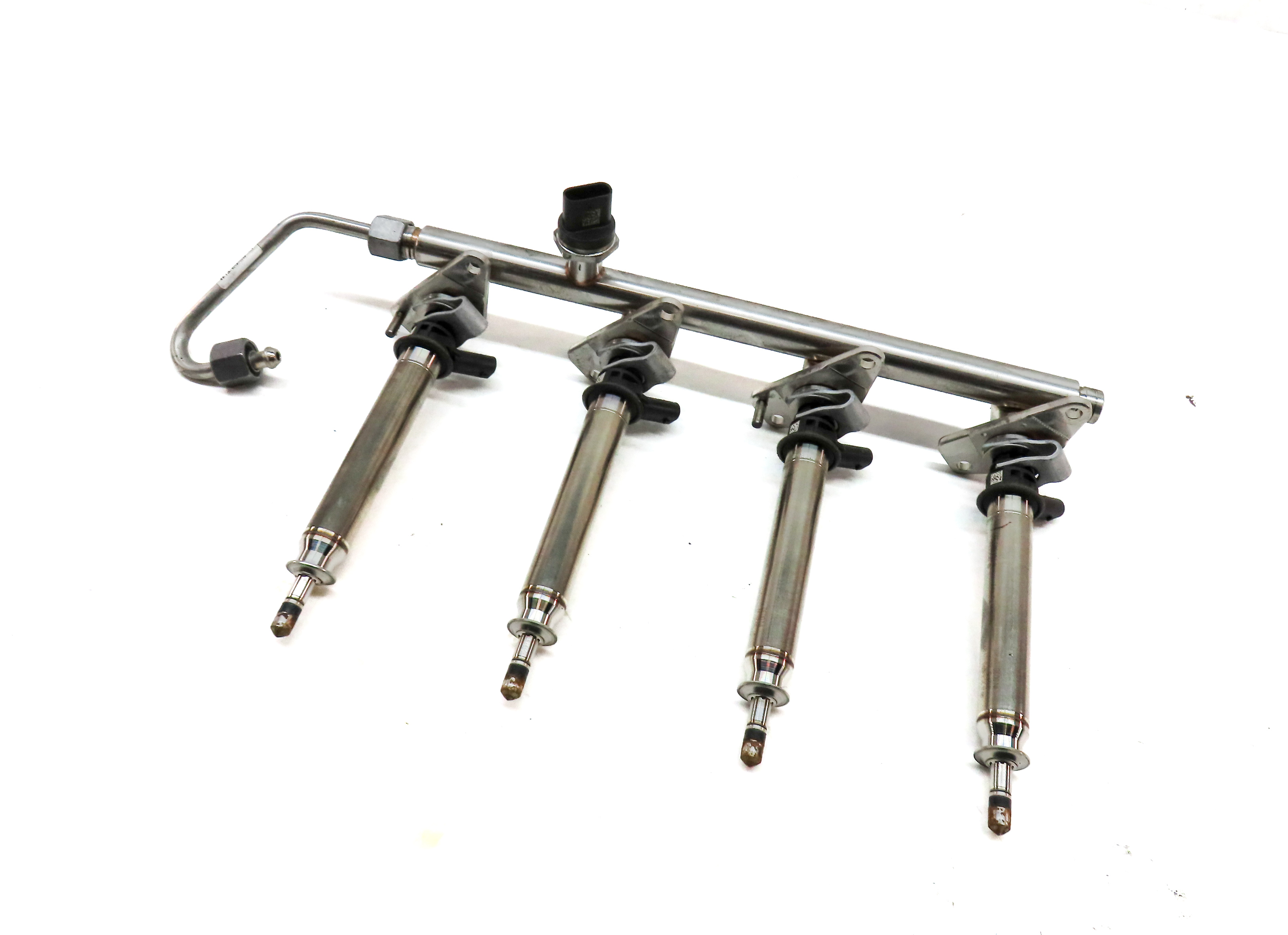 19 MERCEDES GLA250 (X156) 2.0L TURBO (270.920) ENGINE FUEL INJECTOR SET/4 w/RAIL — exact item pictured